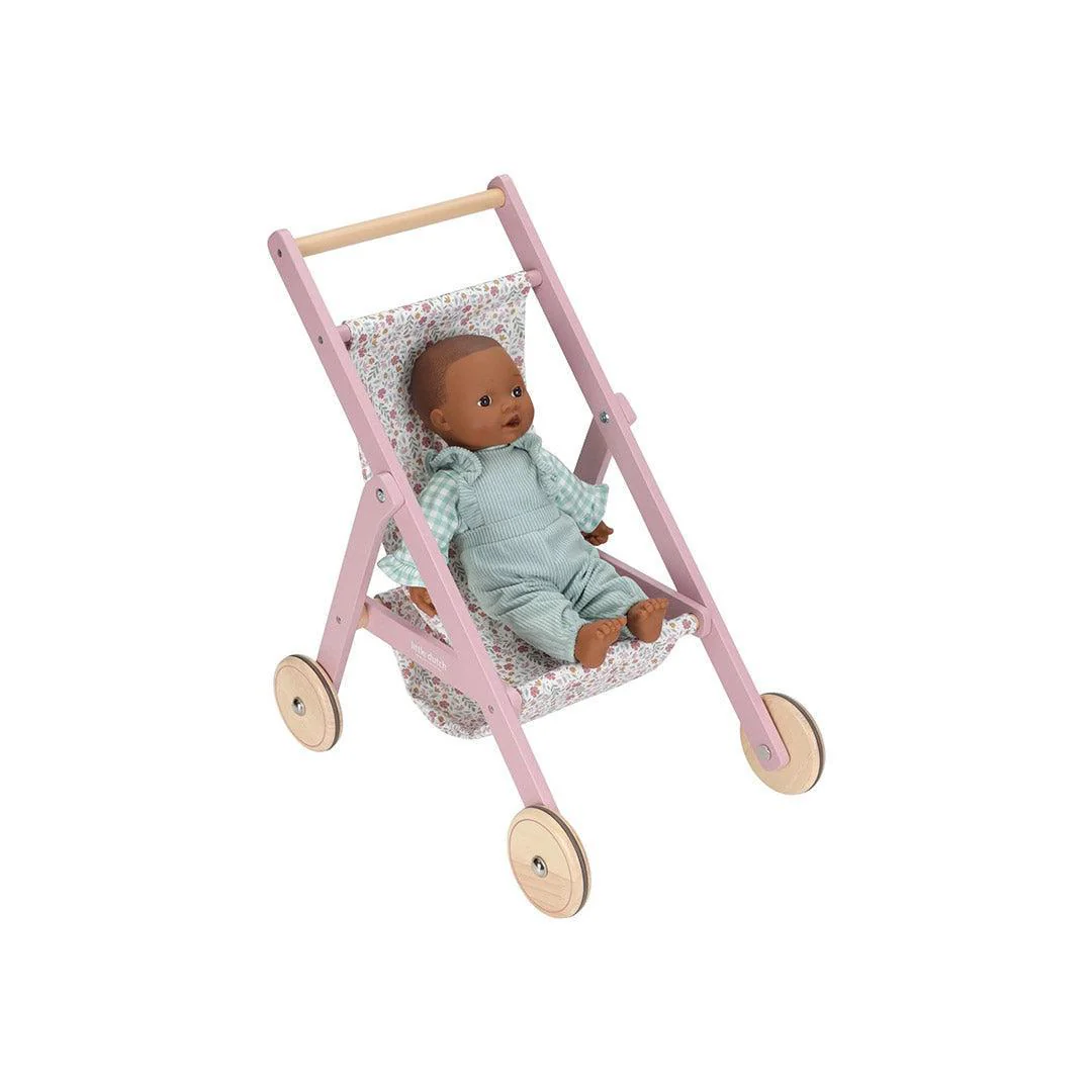 Little Dutch Wooden Doll Buggy - Pink - Image 6