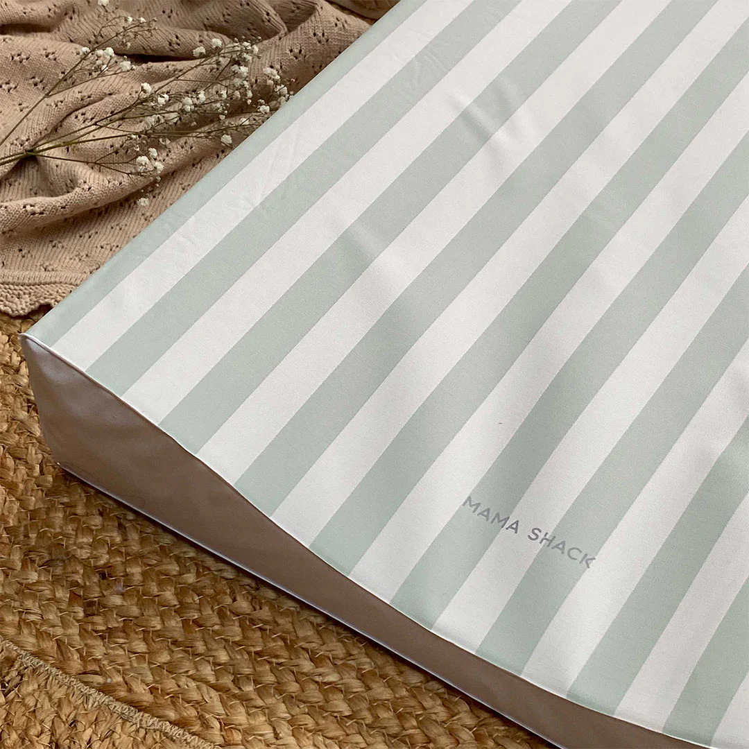 Mama Shack Anti Roll Changing Mat - Candy Stripe - Sage - Image 3