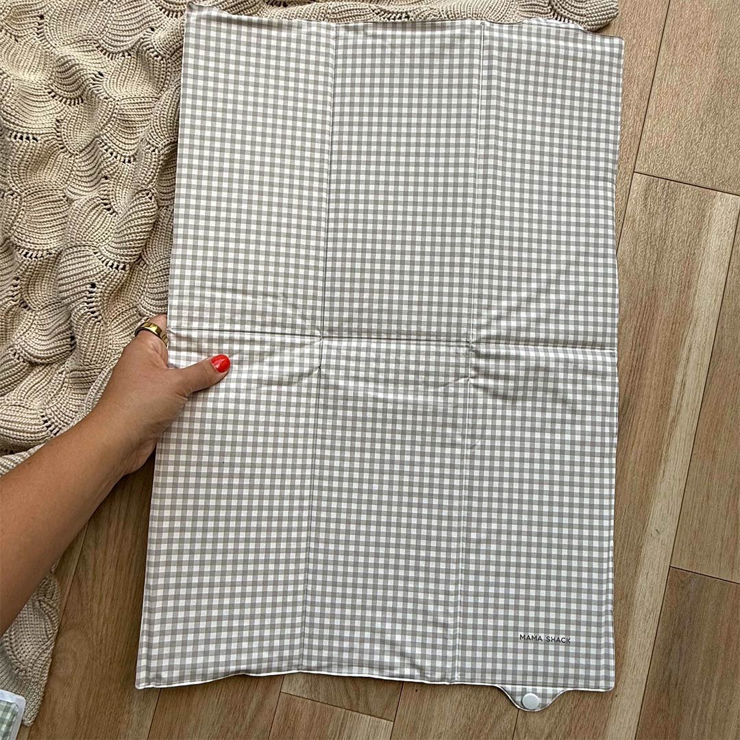 Mama Shack Foldable Travel Changing Mat - Greige Gingham - Image 4