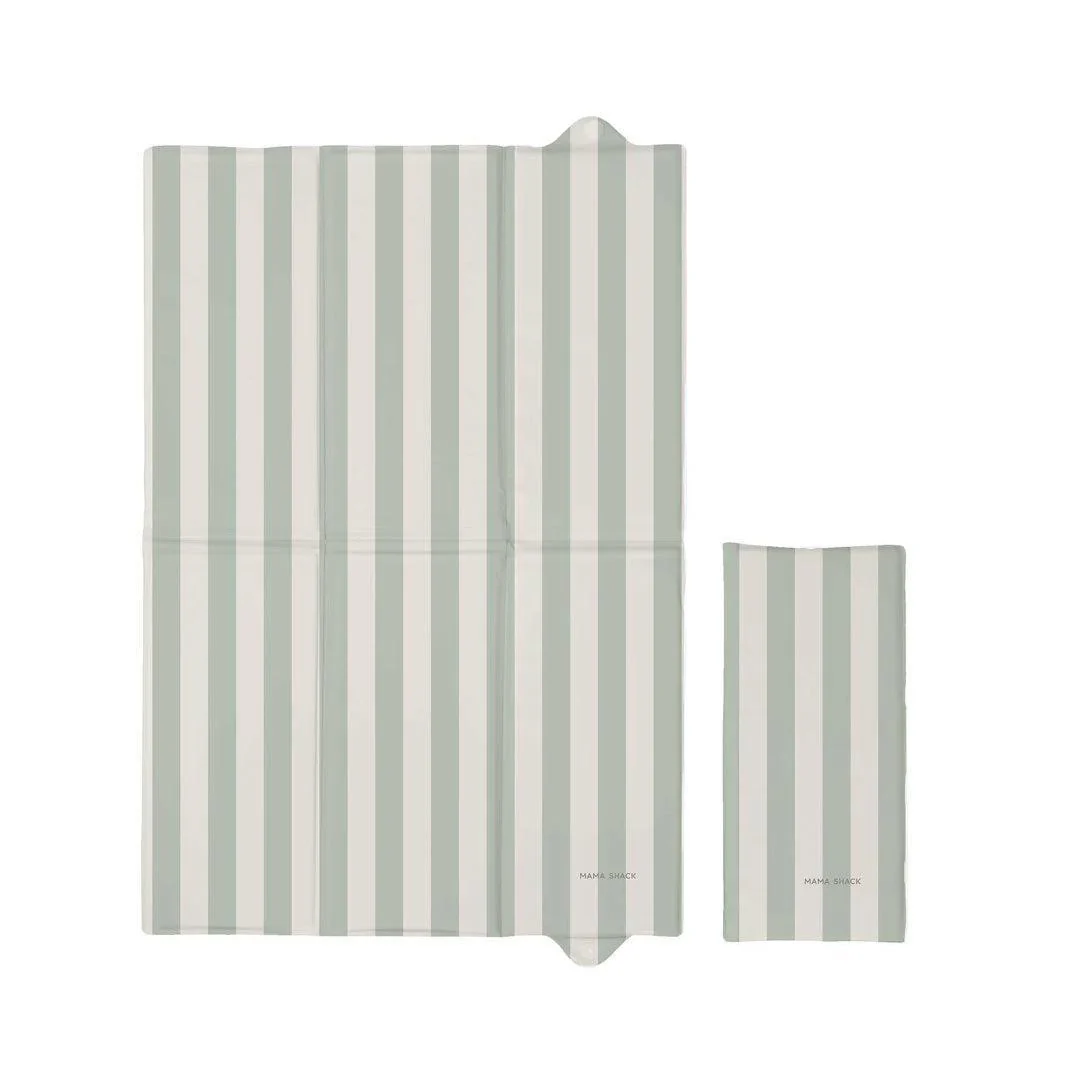 Mama Shack Foldable Travel Changing Mat - Candy Stripe - Sage