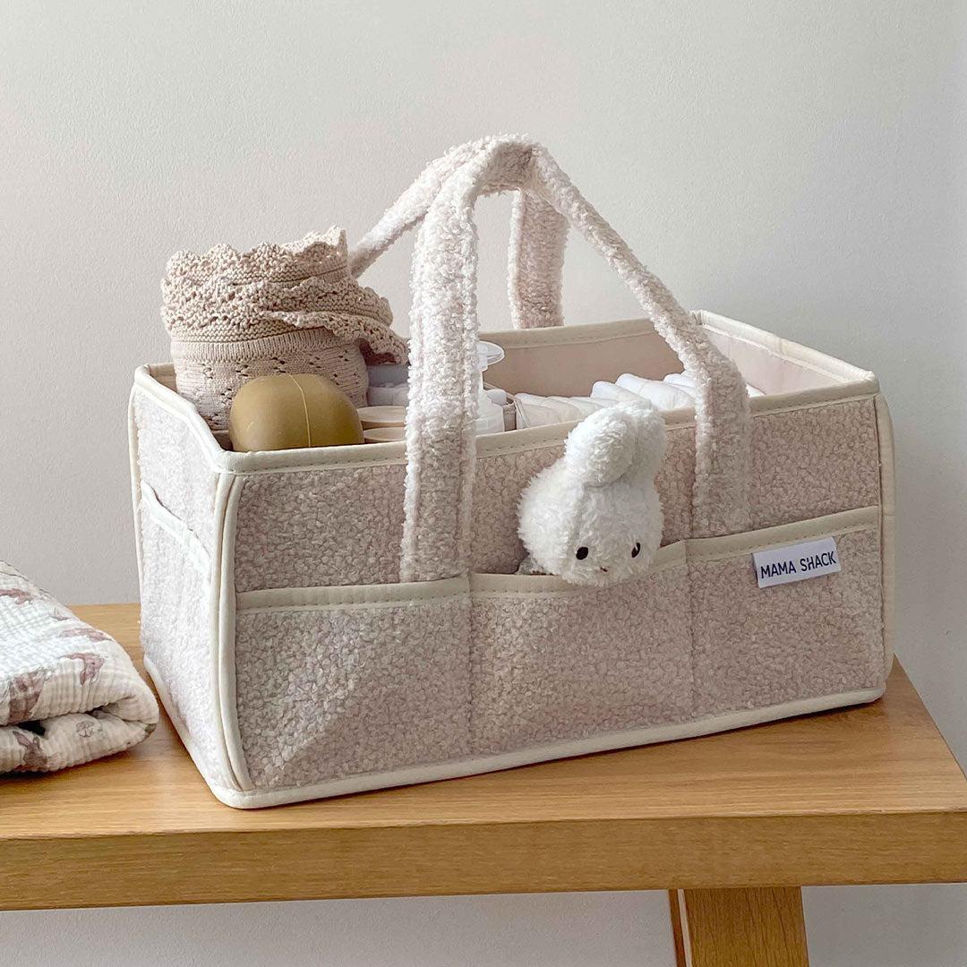 Mama Shack Teddy Fleece Nappy Caddy - Ivory