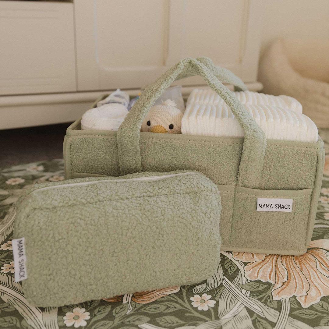 Mama Shack Teddy Fleece Nappy Caddy - Sage - Image 4