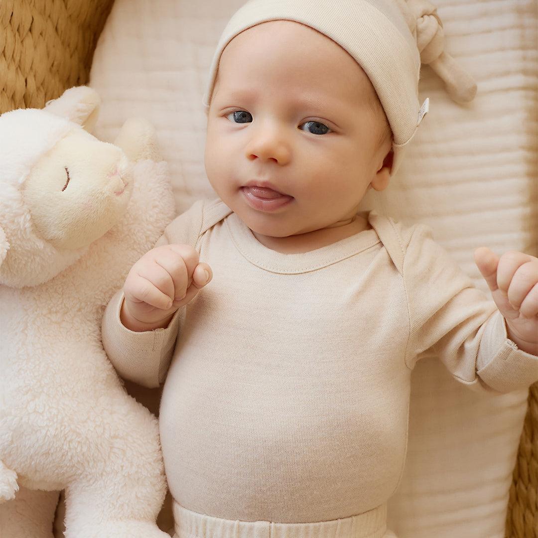 Merino Kids Merino Long Sleeve Envelope Bodysuit - Natural - Image 4