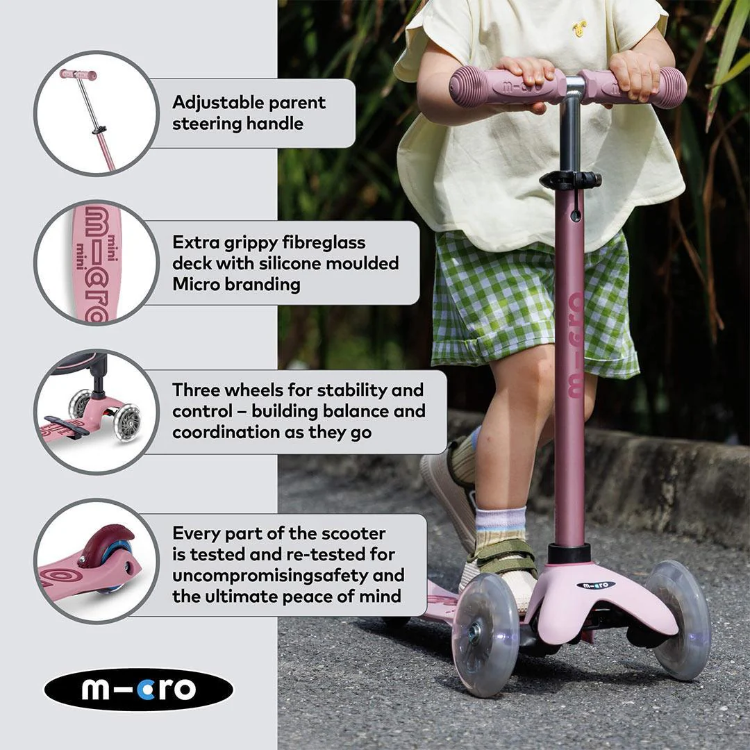 Micro Scooters Mini 2 Grow Deluxe LED Clip Seat V2 Scooter - Rose Pink - Image 7