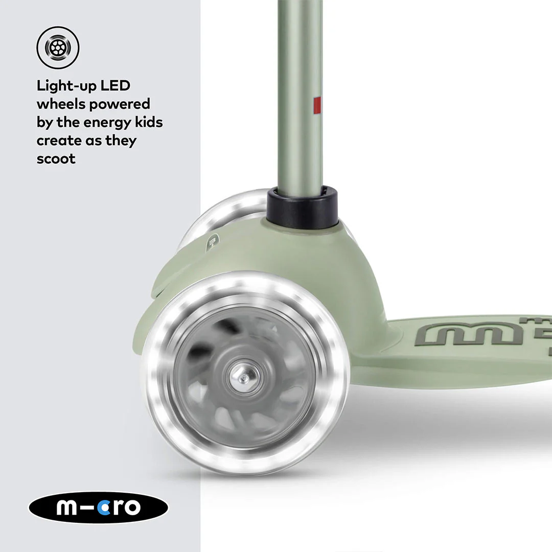 Micro Scooters Mini 2 Grow Deluxe LED Clip Seat V2 Scooter - Sage Green - Image 5