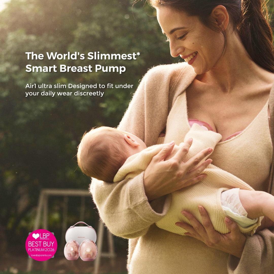 Momcozy Air 1 Ultra-slim Double Breast Pump - Pink / White - Image 2