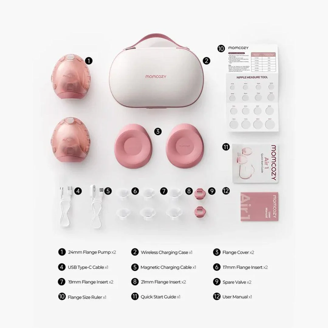 Momcozy Air 1 Ultra-slim Double Breast Pump - Pink / White - Image 5