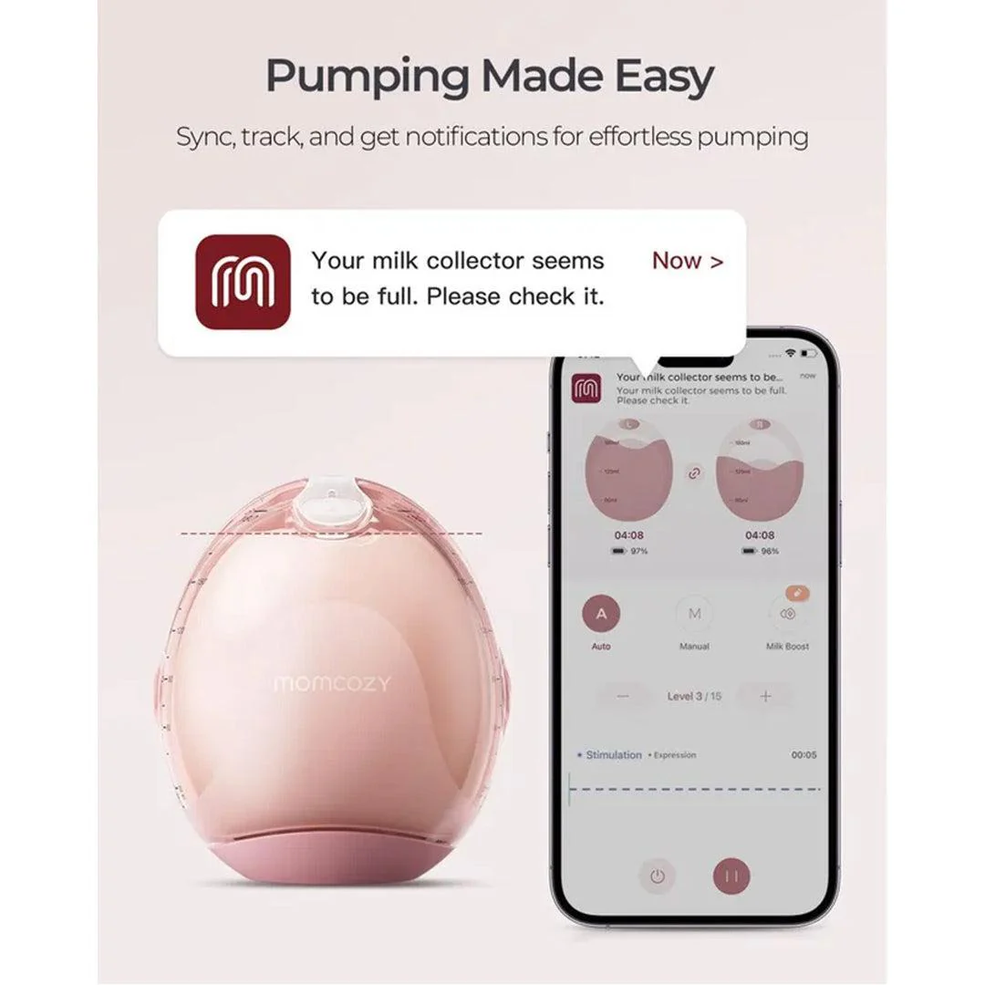 Momcozy Air 1 Ultra-slim Double Breast Pump - Pink / White - Image 8