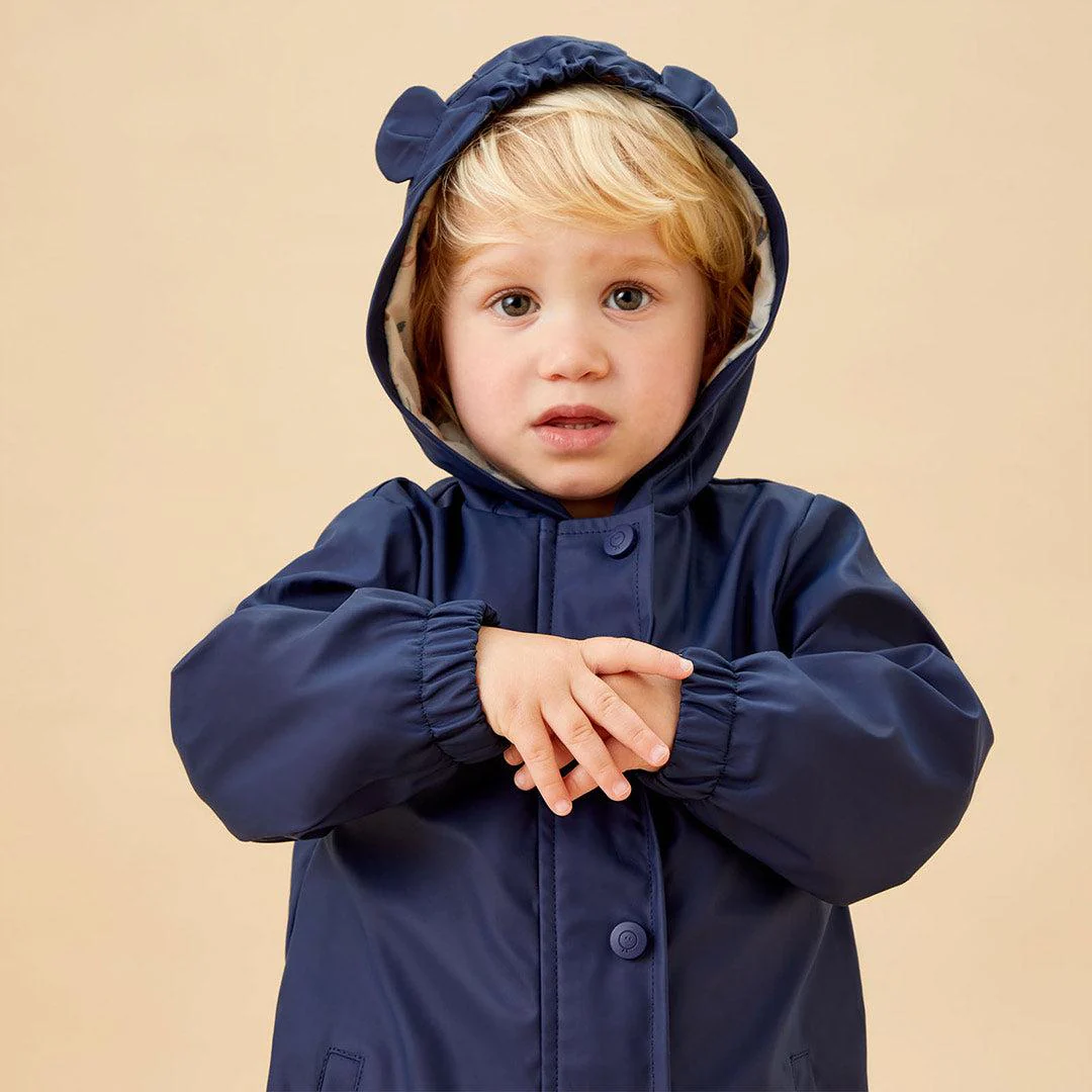 MORI Bear Recycled Waterproof Puddlesuit - Navy - Image 2