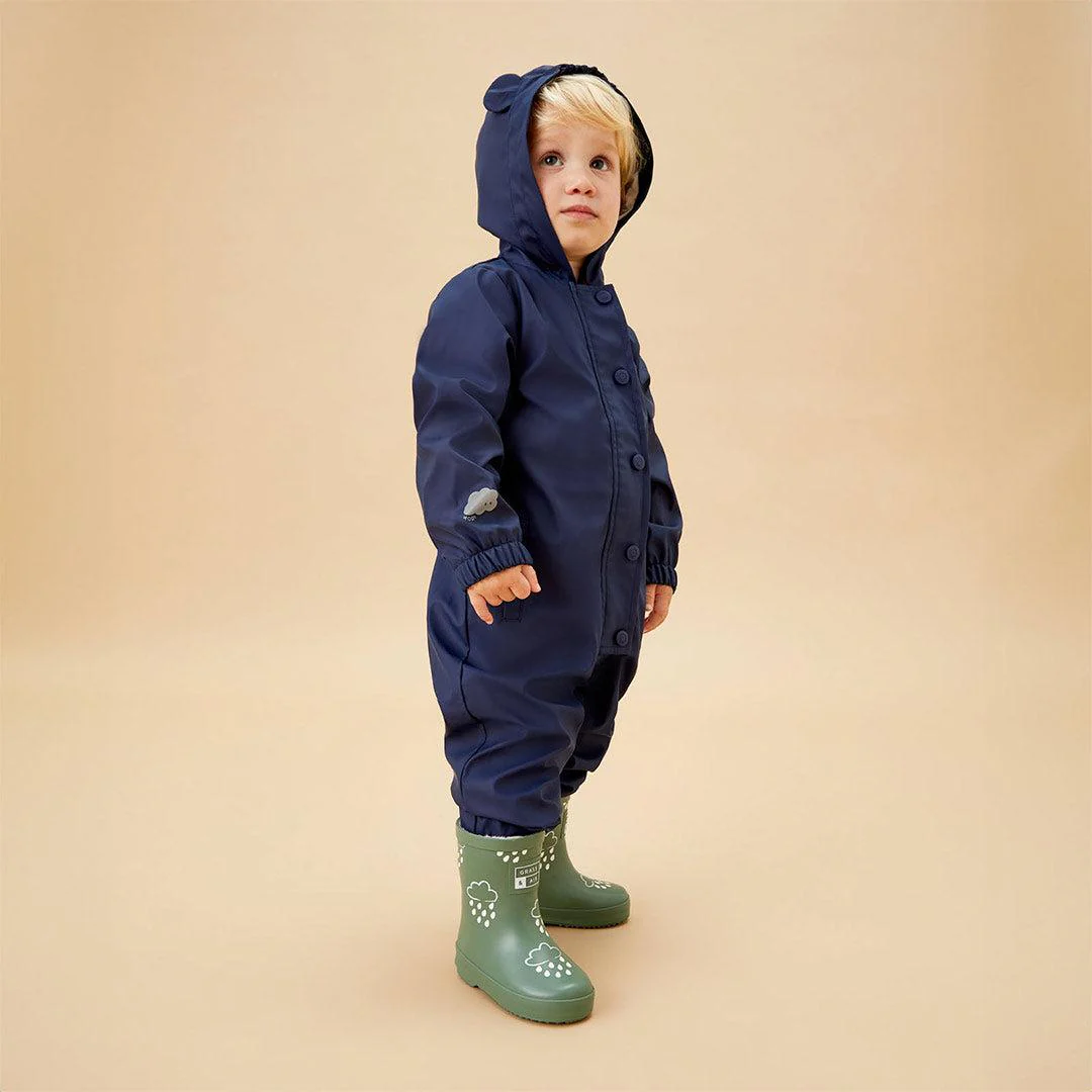 MORI Bear Recycled Waterproof Puddlesuit - Navy - Image 3