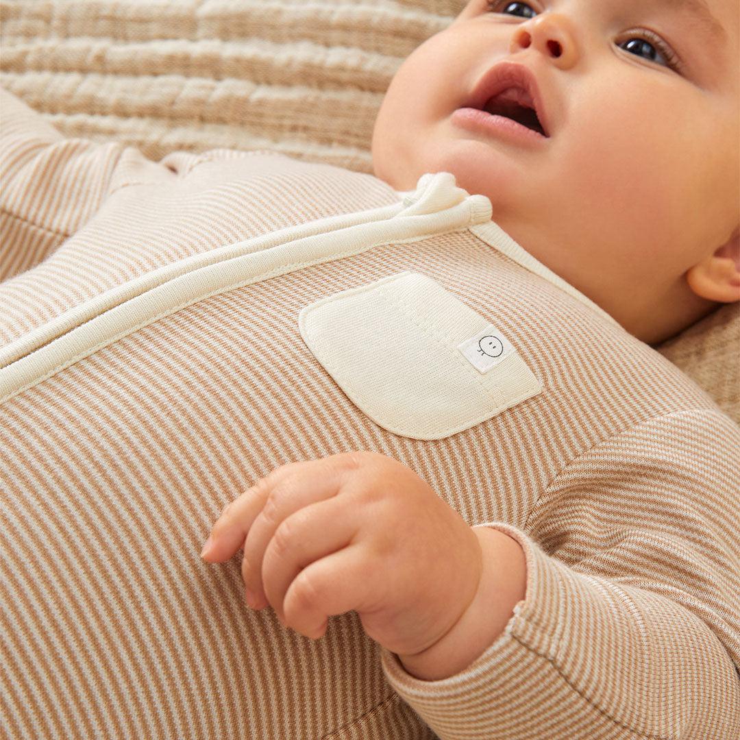 MORI Clever Zip Sleepsuit - Oatmeal Stripe - Image 4