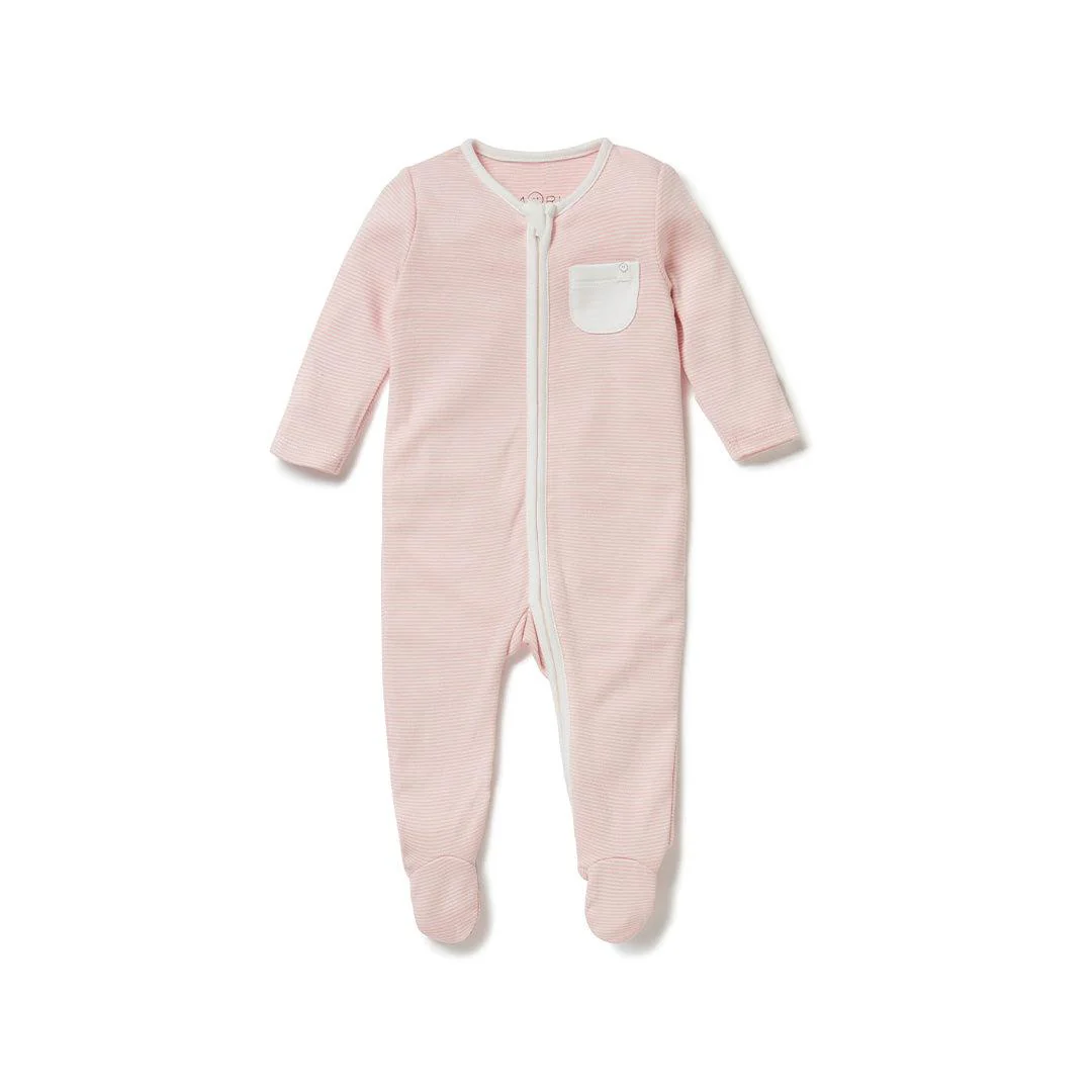 MORI Clever Zip Sleepsuit - Blush Stripe