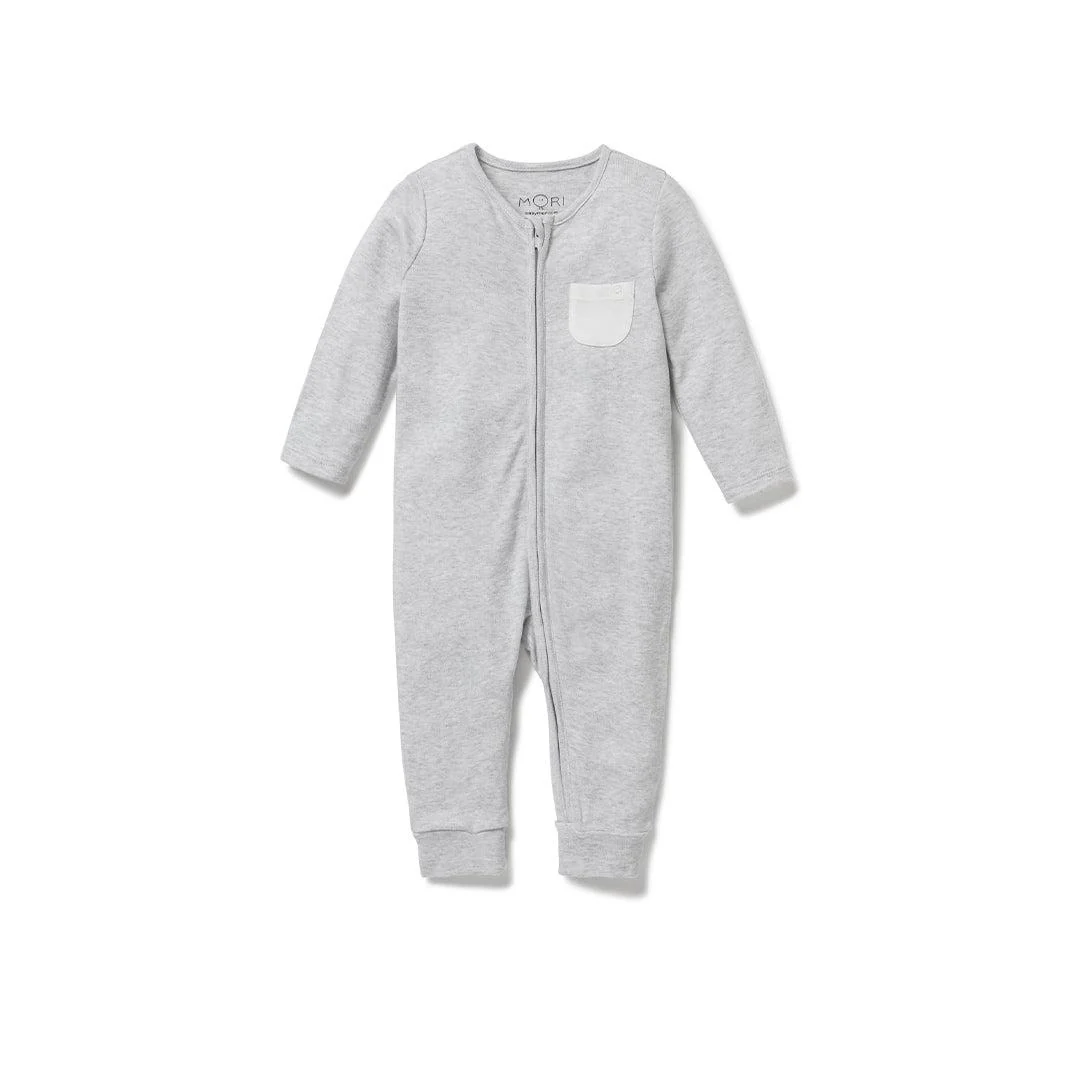 MORI Clever Zip Sleepsuit - Grey Marl - Image 2