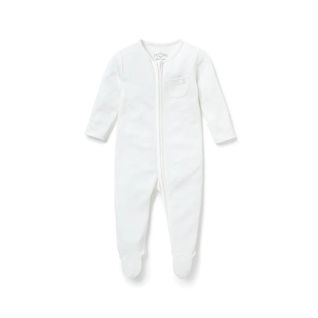 MORI Clever Zip Sleepsuit - White