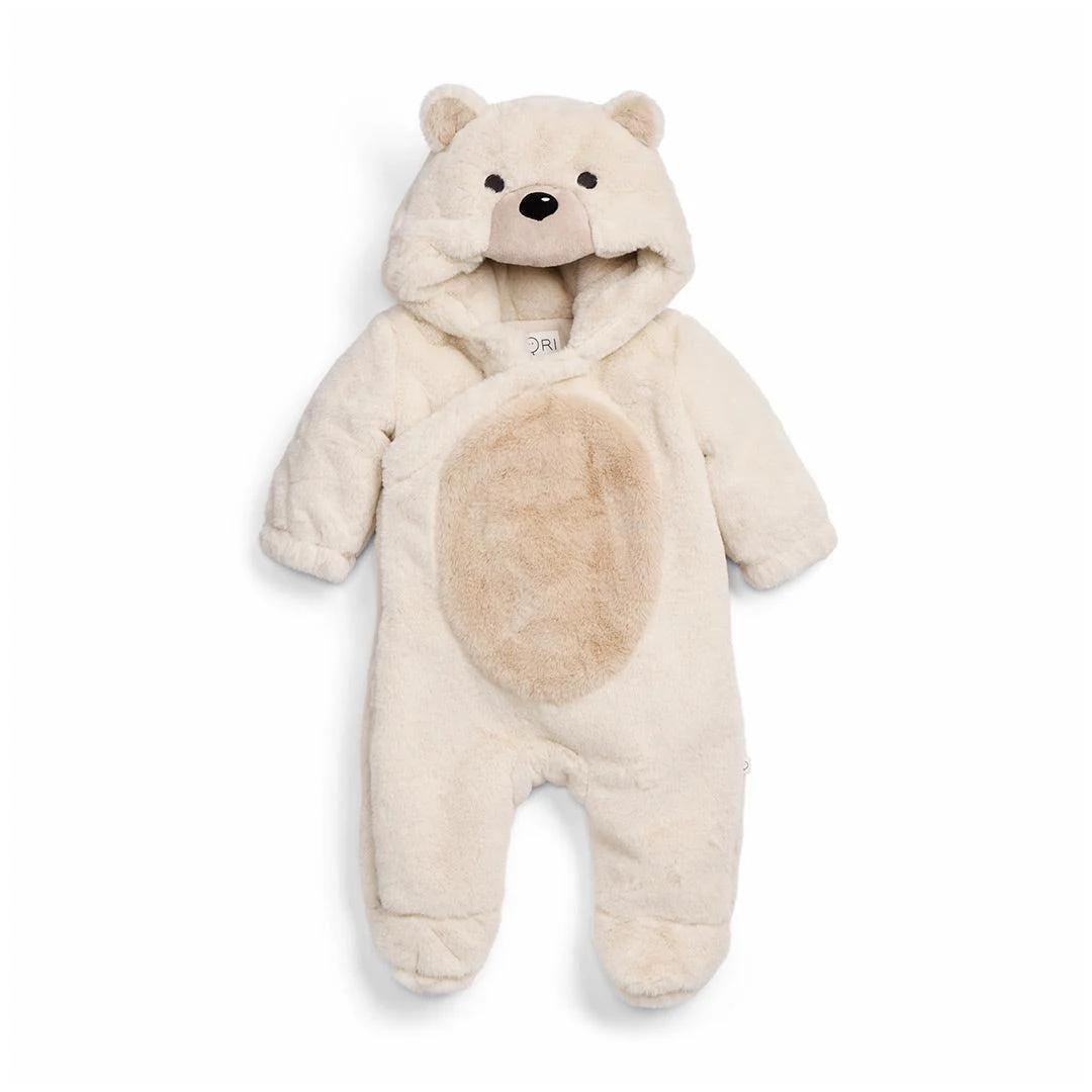 MORI Faux Fur Polar Bear Pramsuit - Ecru