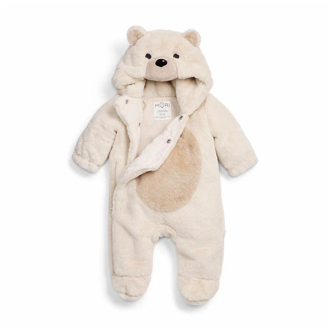 MORI Faux Fur Polar Bear Pramsuit - Ecru - Image 3