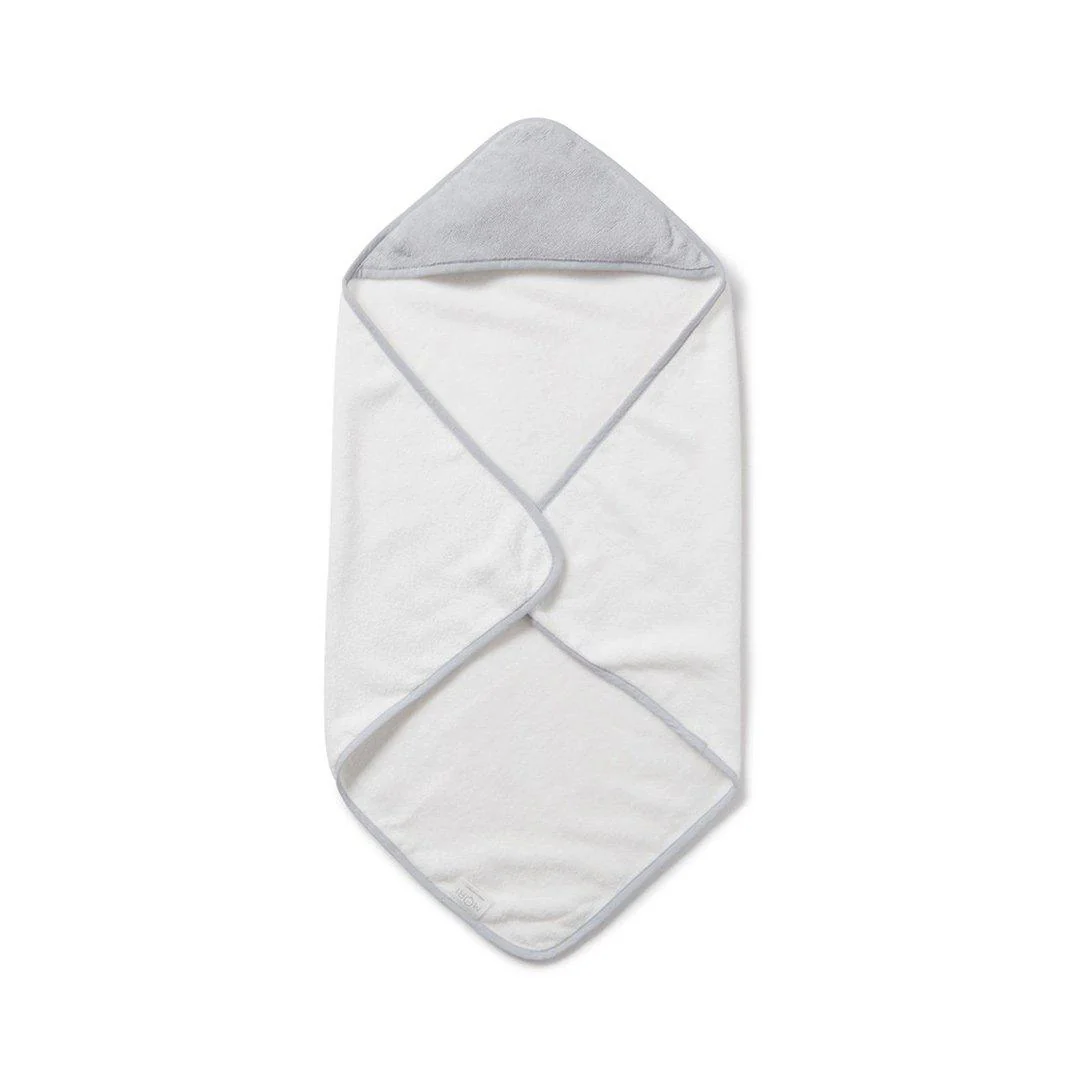 MORI Hooded Baby Bath Towel - White + Grey