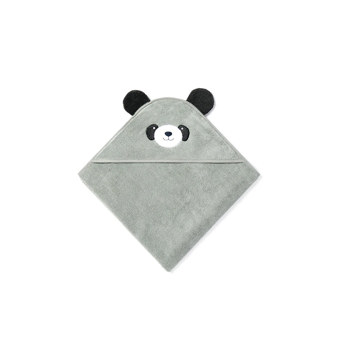 MORI Hooded Baby Towel - Panda - Grey - Image 3