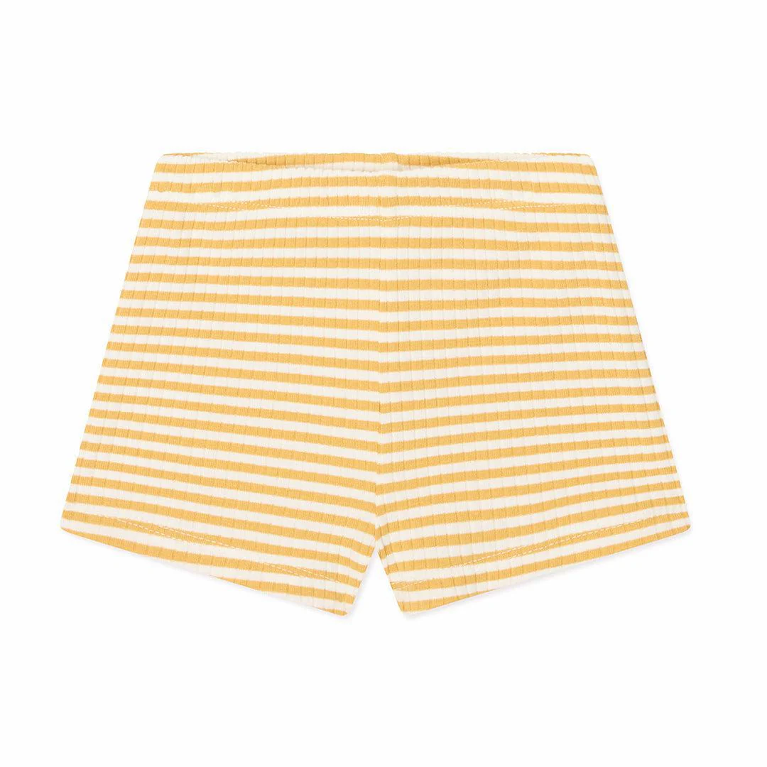 MORI Lion T-Shirt & Stripe Ribbed Shorts - Panda Cream - Image 4
