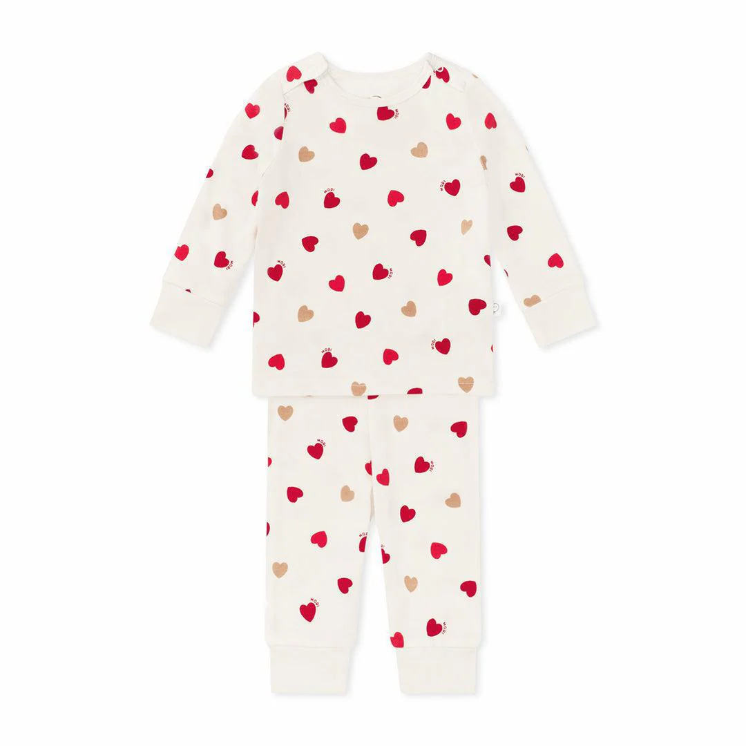 MORI Loveheart Pyjamas - Hearts & Cream