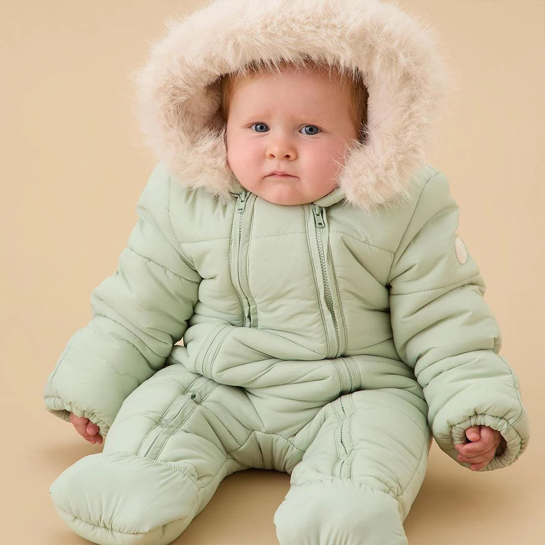 MORI Recycled Faux Fur Lined Snowsuit - Sage - Image 2