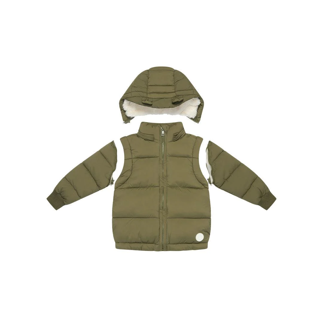MORI Recycled Waterproof 3-In-1 Padded Coat - Olive - Image 7