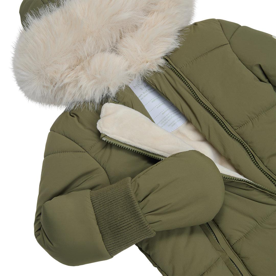 MORI Recycled Waterproof Faux Fur Lined Snowsuit - Olive - Image 3