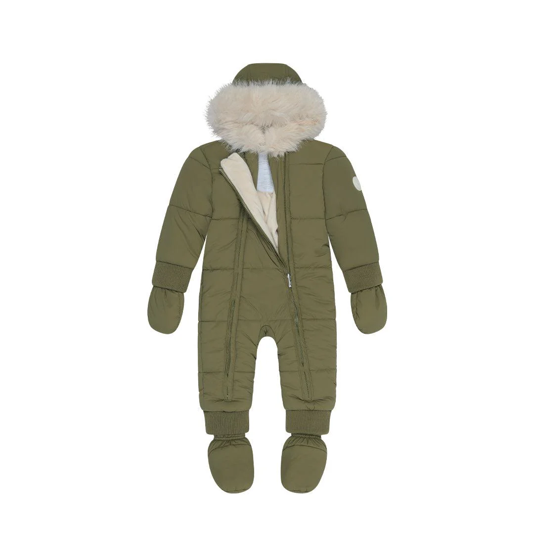 MORI Recycled Waterproof Faux Fur Lined Snowsuit - Olive - Image 4