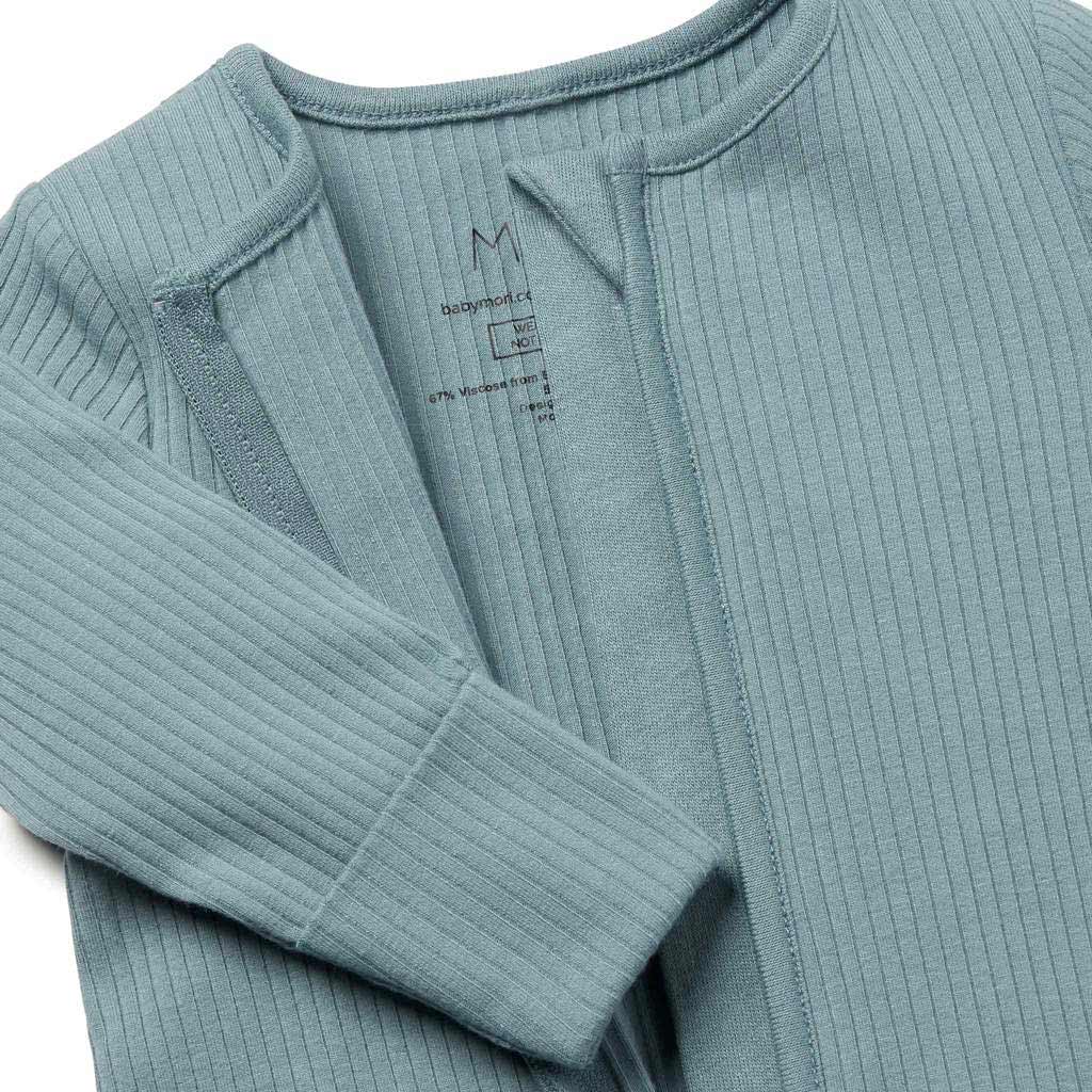 MORI Ribbed Clever Zip Sleepsuit - Blue - Image 3