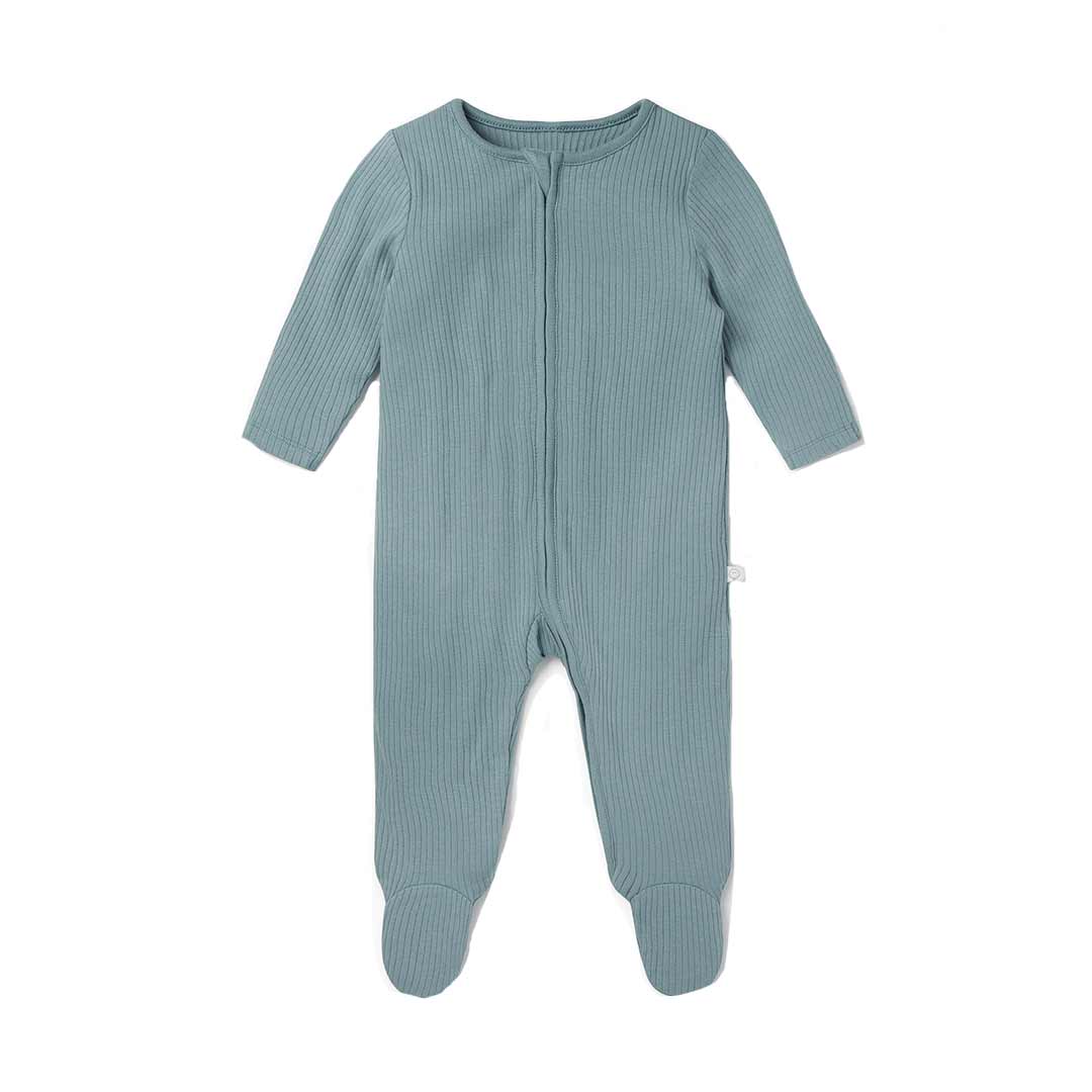 MORI Ribbed Zip-Up Sleepsuit - Sky