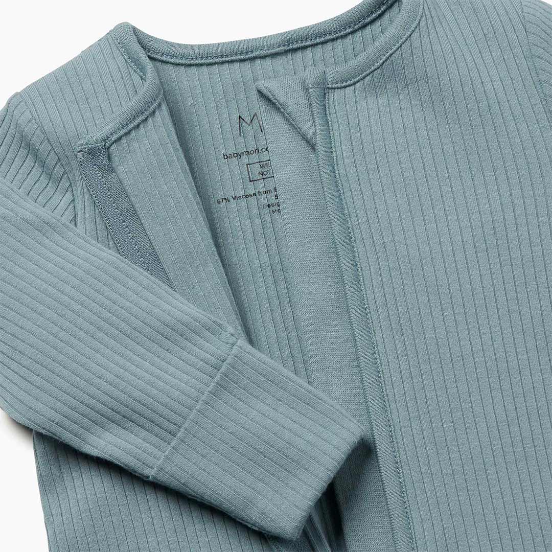 MORI Ribbed Zip-Up Sleepsuit - Sky - Image 4