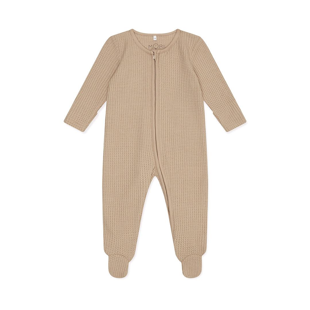 MORI Waffle Two Way Zip-Up Sleepsuit - Taupe
