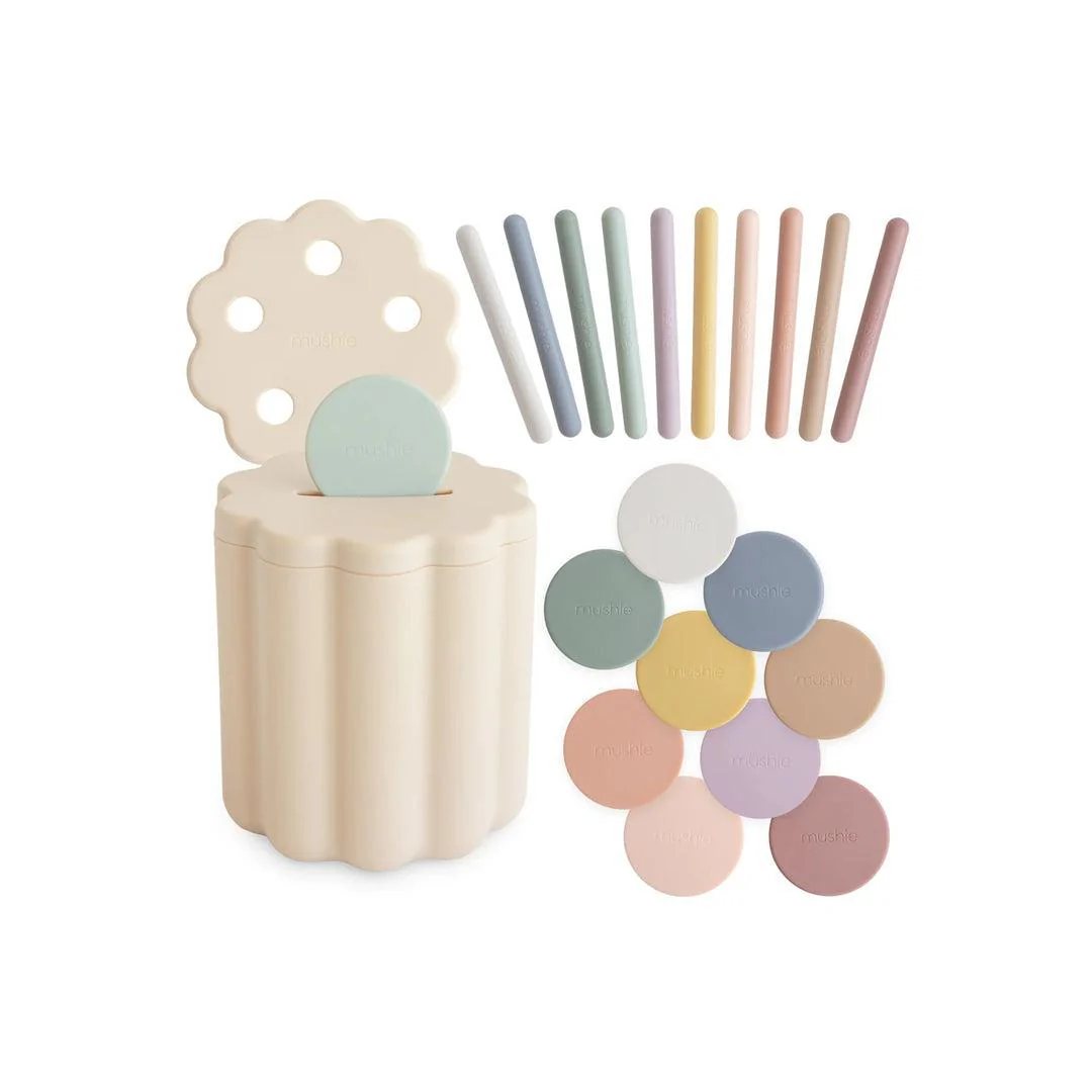 Mushie Coin & Tube Sorting Set - Cream Multi