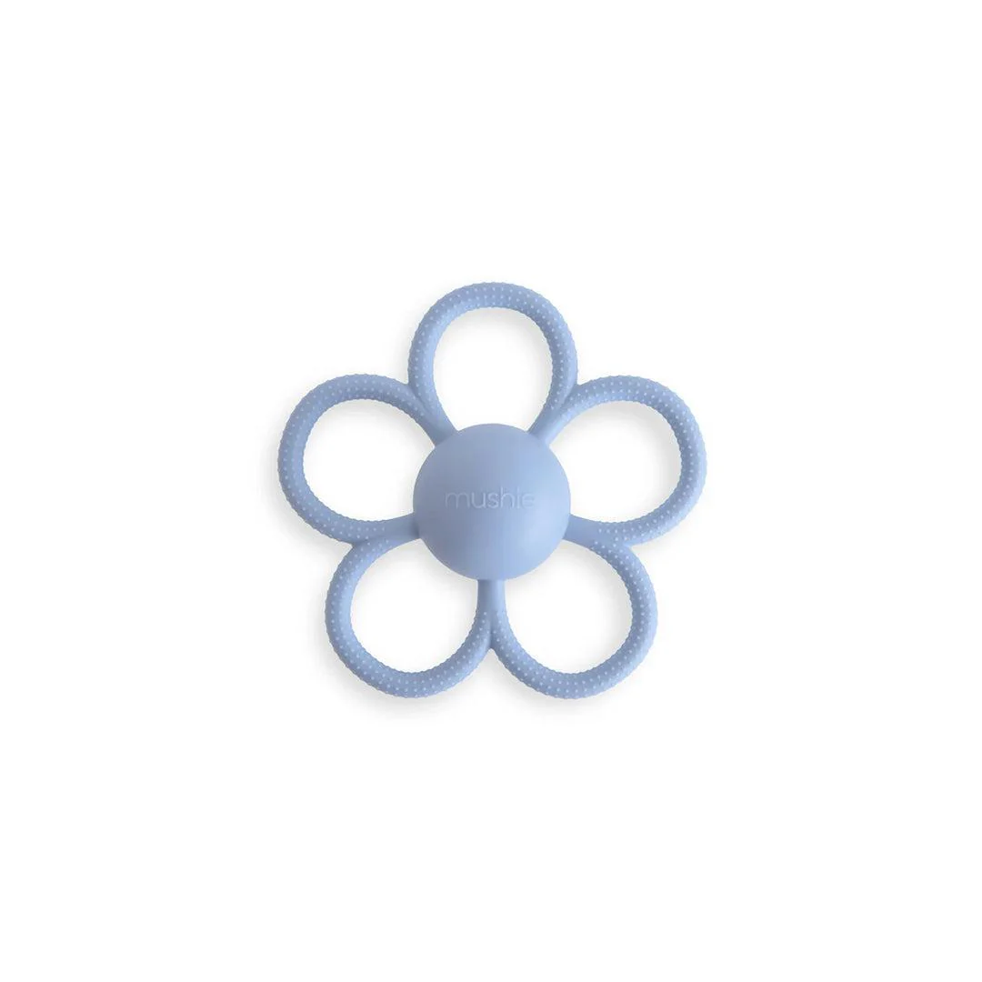 Mushie Daisy Rattle Teether - Faded Denim