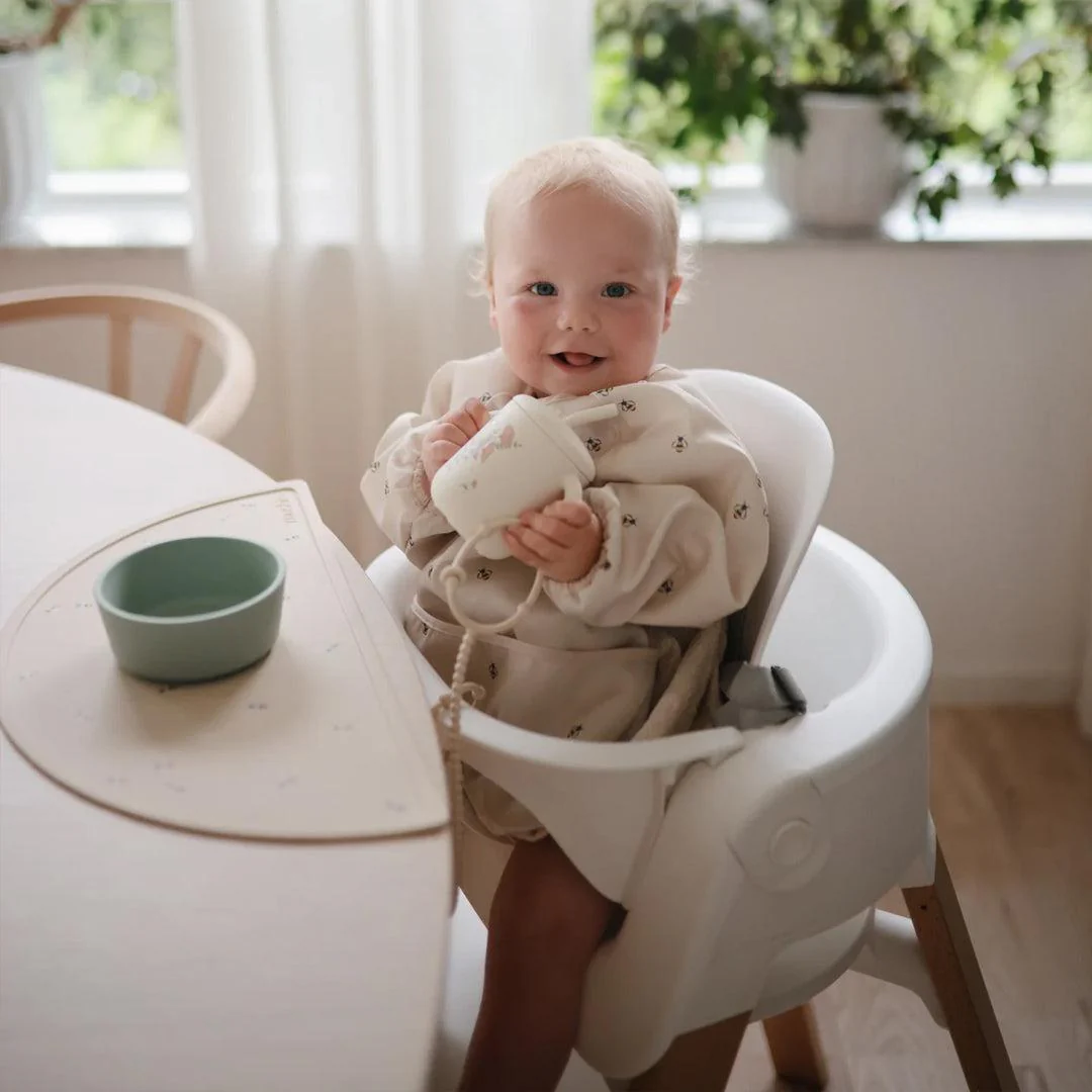 Mushie Long Sleeve Bib - Cream Bees - Image 2