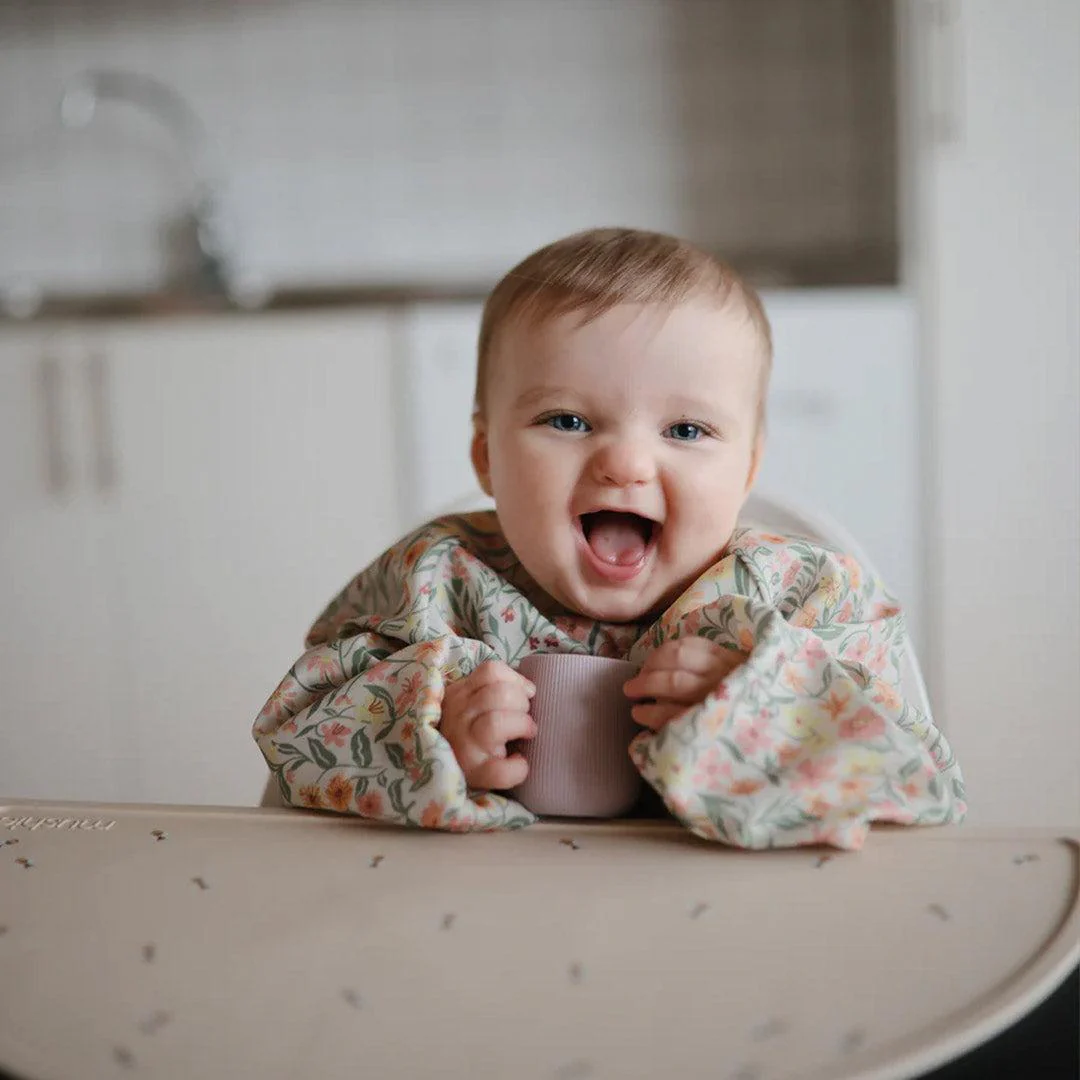 Mushie Long Sleeve Bib - Pastel Blooms - Image 3