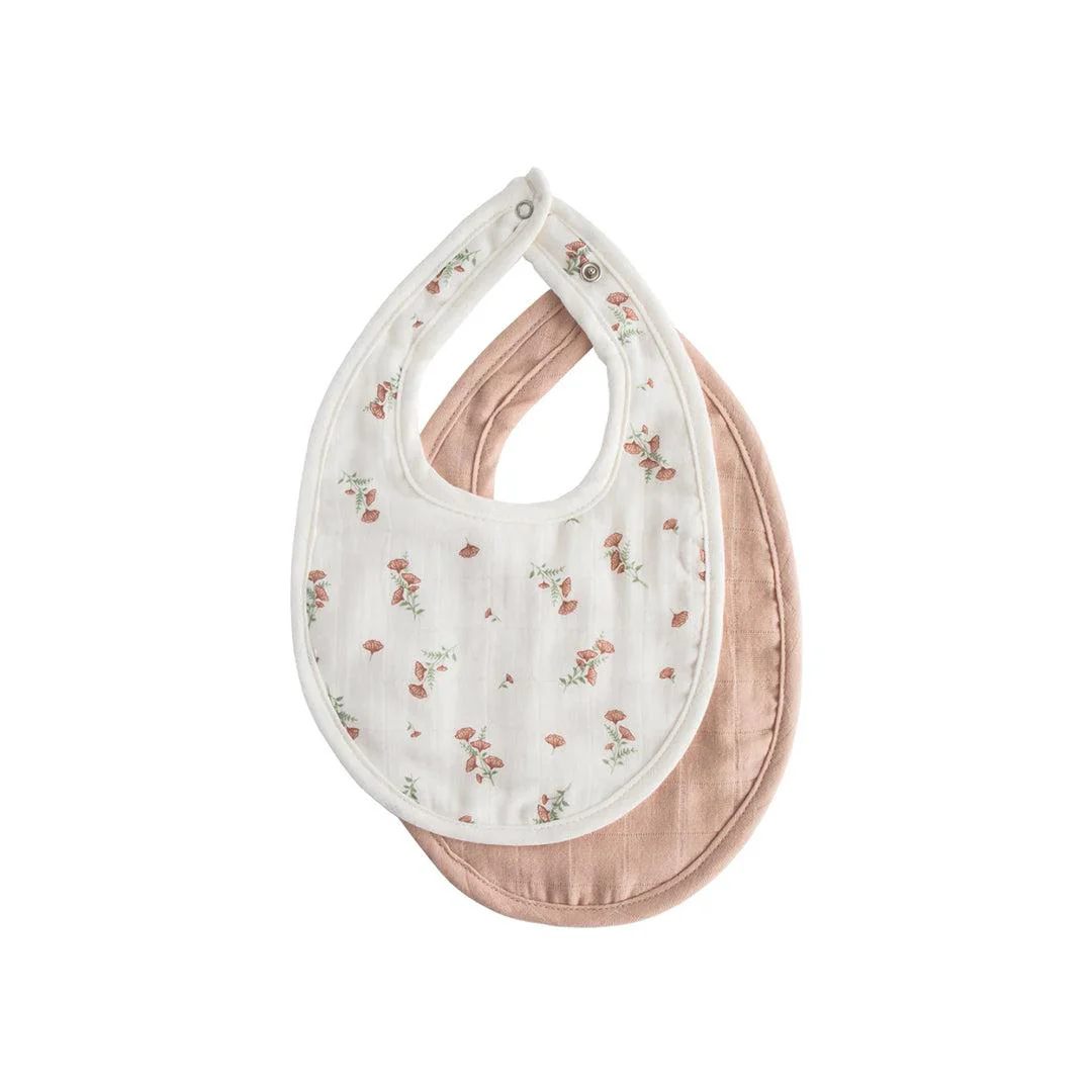 Mushie Muslin Bib | 2-Pack - Blush/Pink Floral