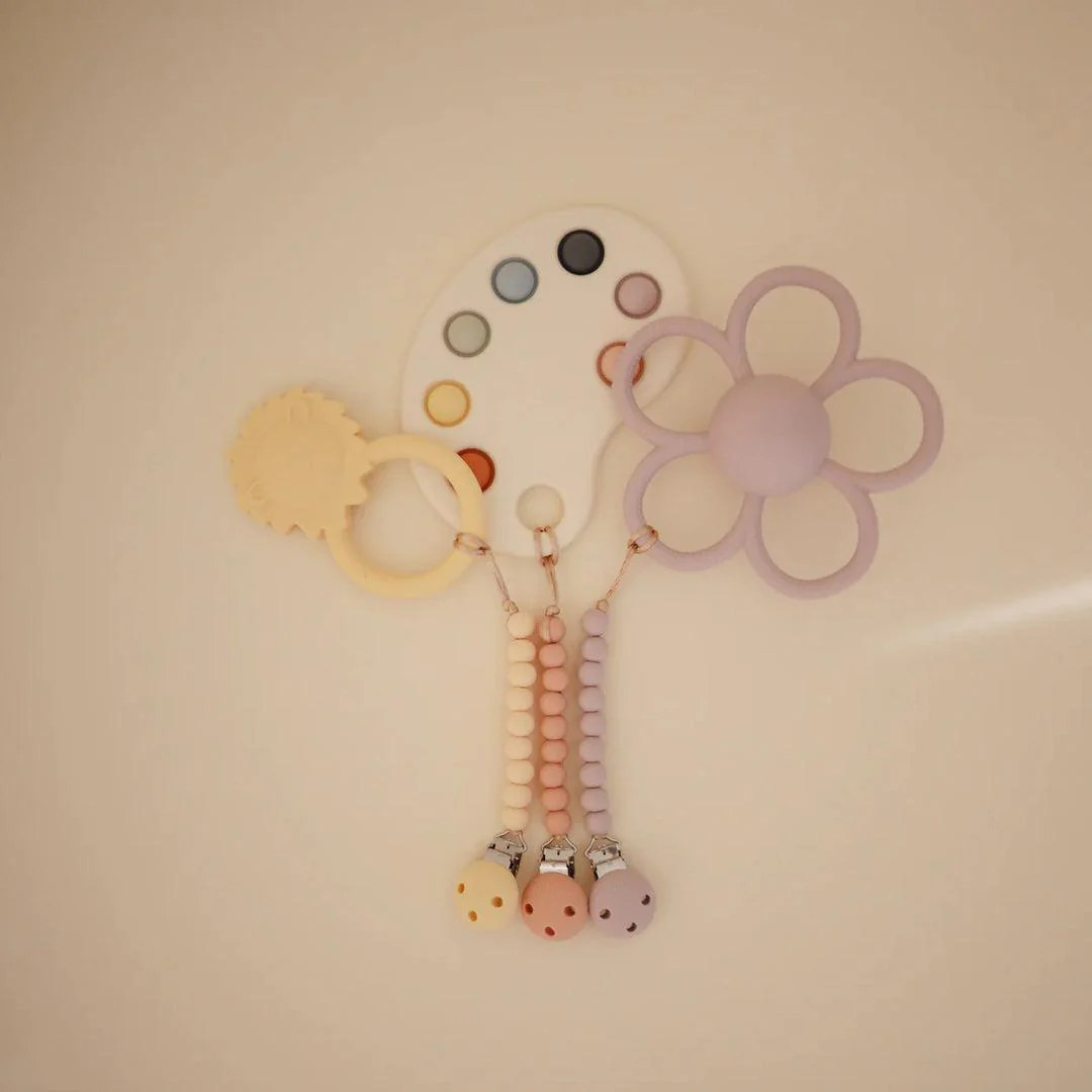 Mushie Hera Pacifier Clip - Pale Yellow - Image 6