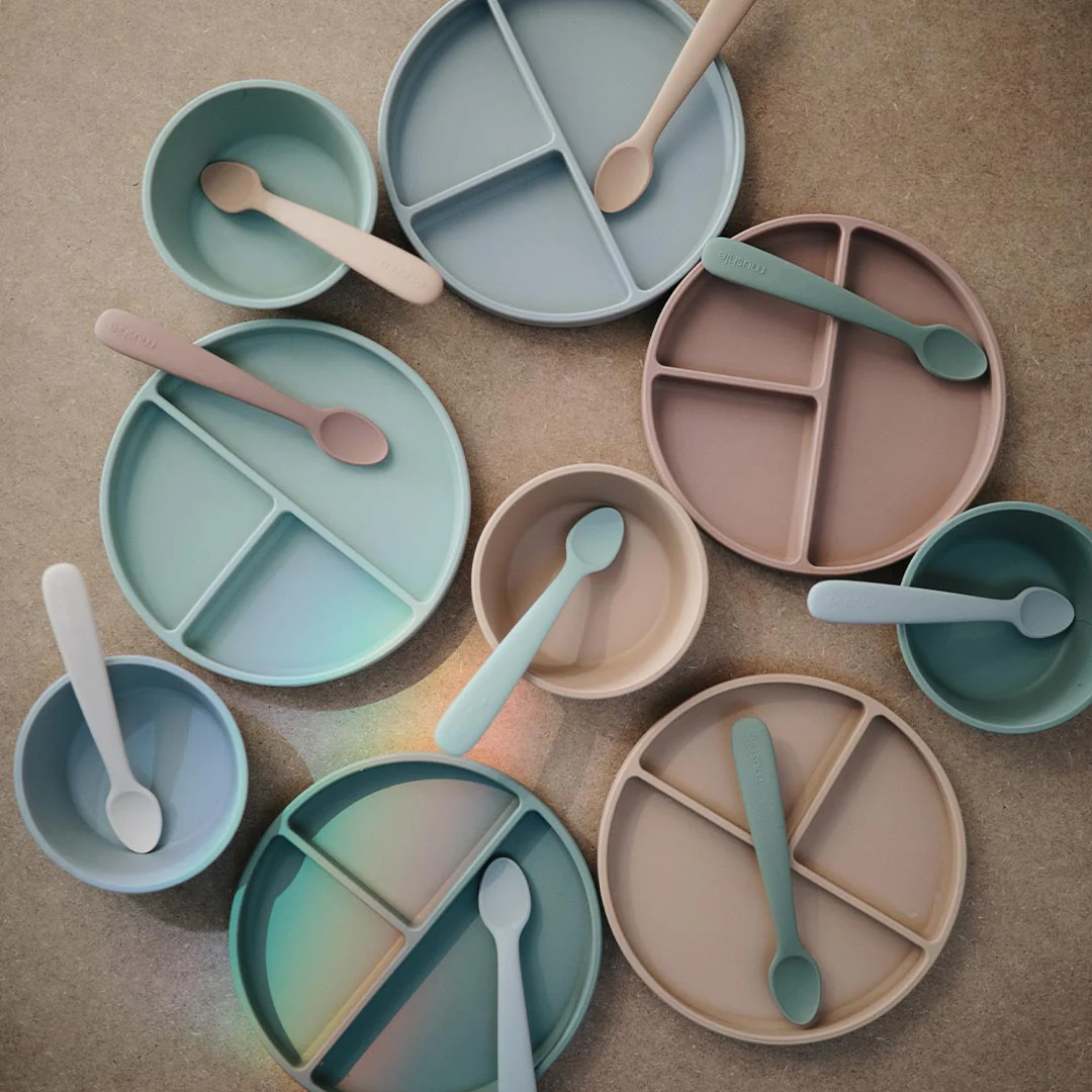 Mushie Silicone Toddler Starter Spoons | 2-Pack - Blush/Shifting Sand - Image 3