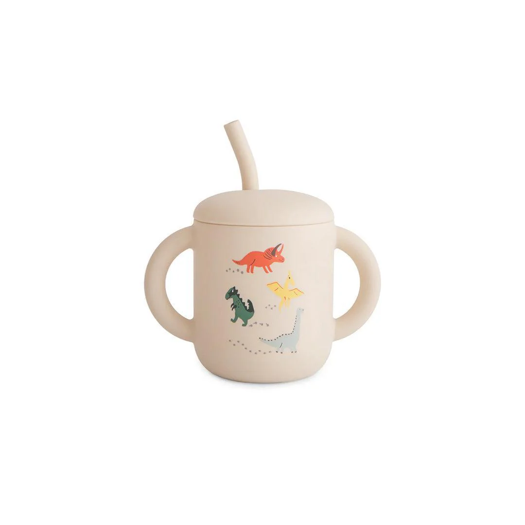 Mushie Silicone Training Cup + Straw - Dinosaurs
