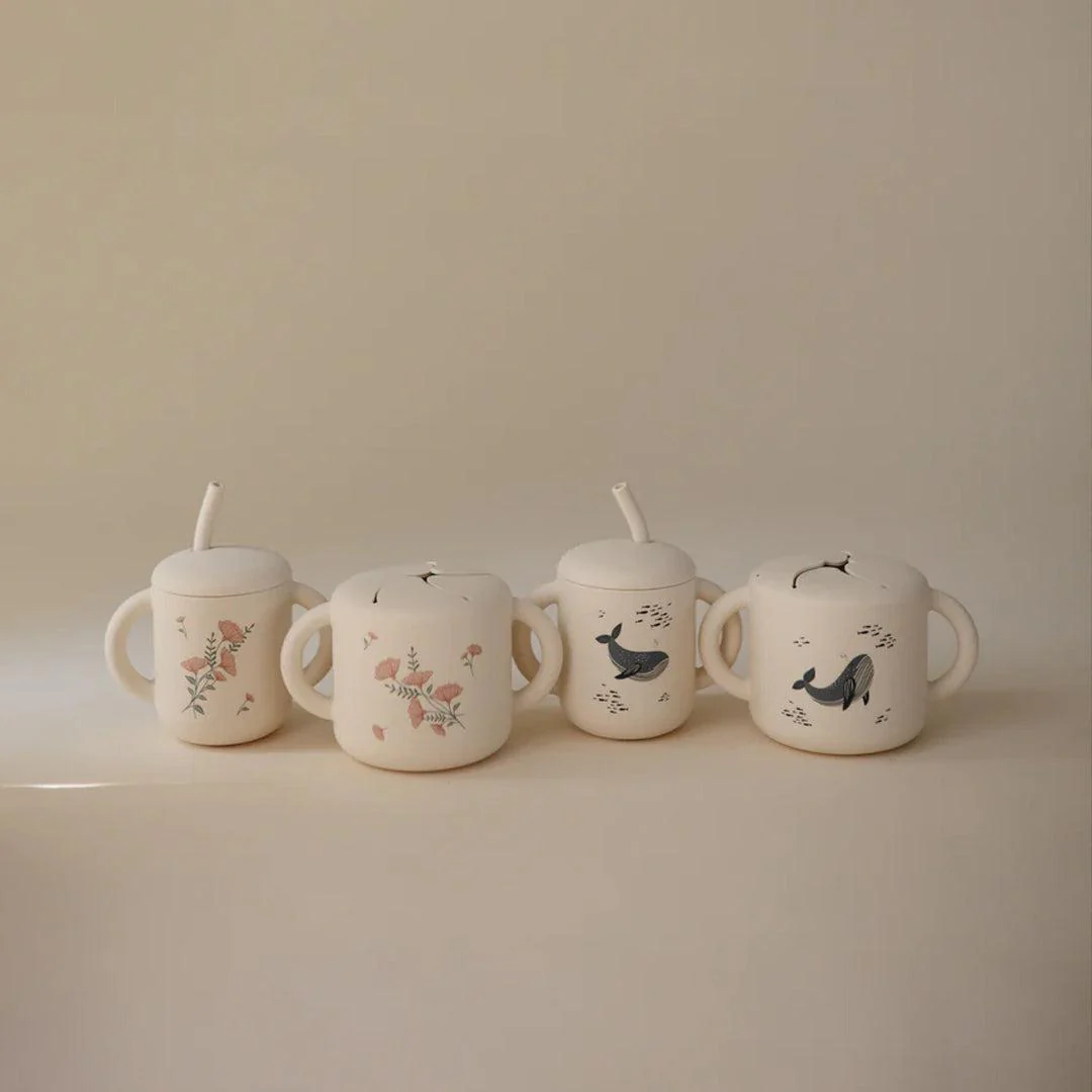 Mushie Snack Cups - Pink Flowers - Image 6