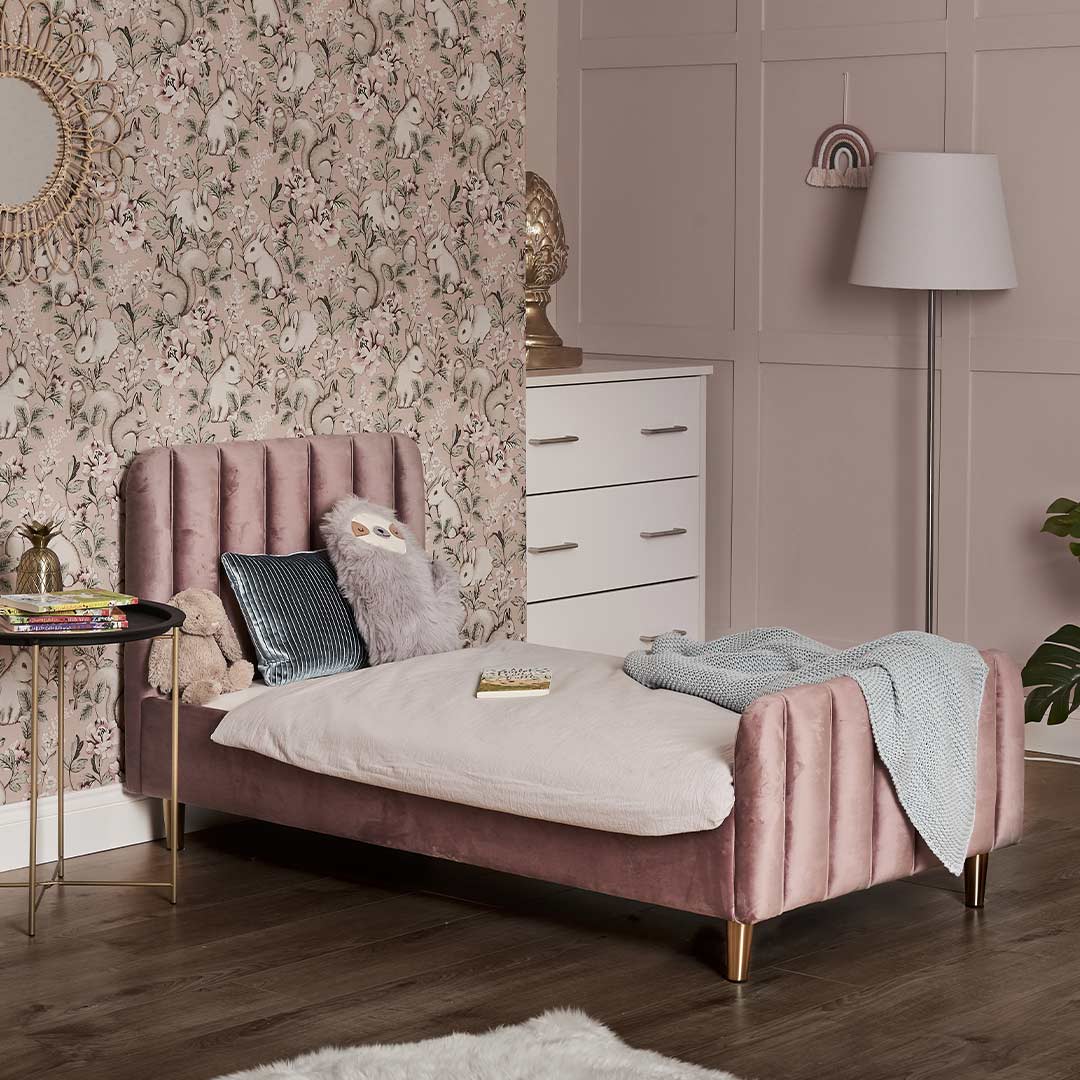 Obaby Gatsby Velvet Toddler Bed - Pink - Image 2