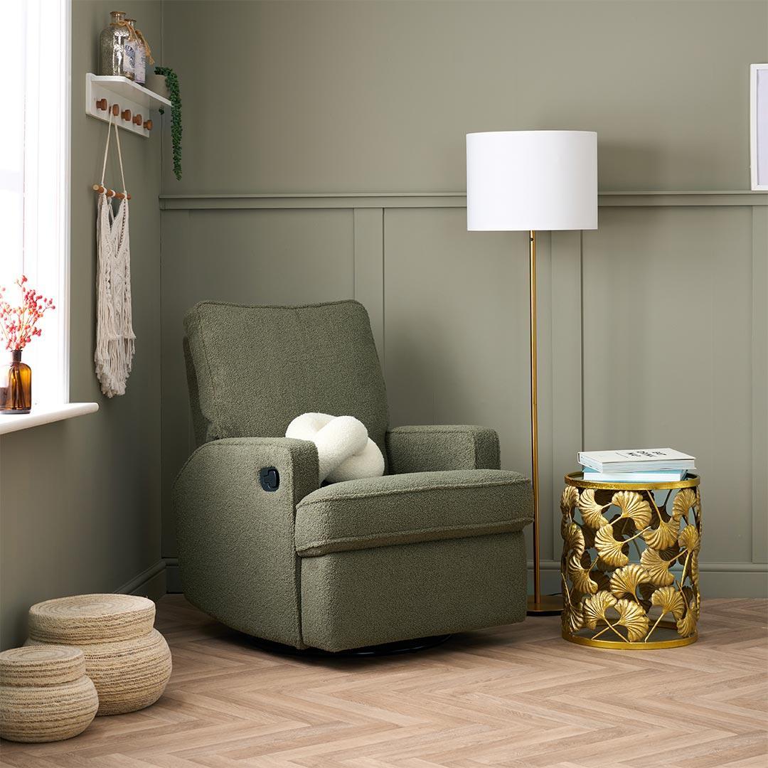 Obaby Madison Manual Recliner Chair - Teddy Fabric Olive - Image 2