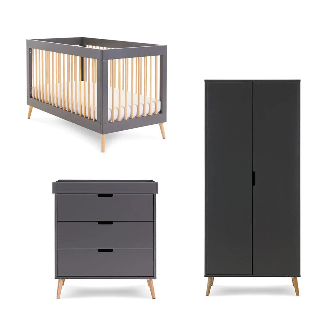 Obaby Maya 3 Piece Room Set - Slate + Natural