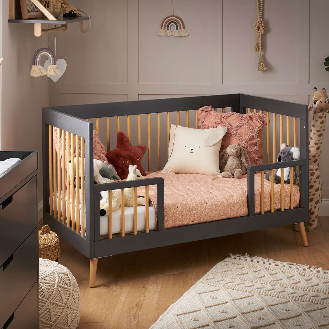 Obaby Maya Cot Bed - Slate + Natural - Image 2