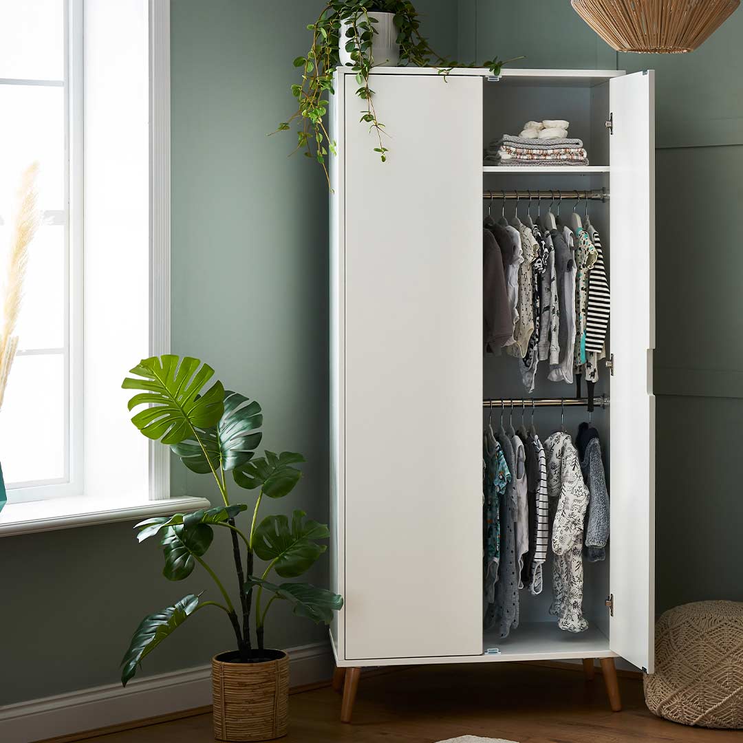 Obaby Maya Double Wardrobe - White + Natural - Image 3