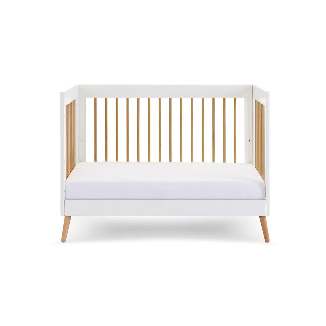 Obaby Maya Mini Cot Bed - White + Natural - Image 4