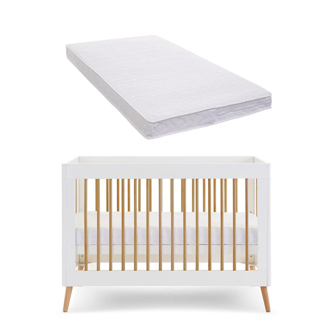 Obaby Maya Mini Cot Bed - White + Natural - Image 9