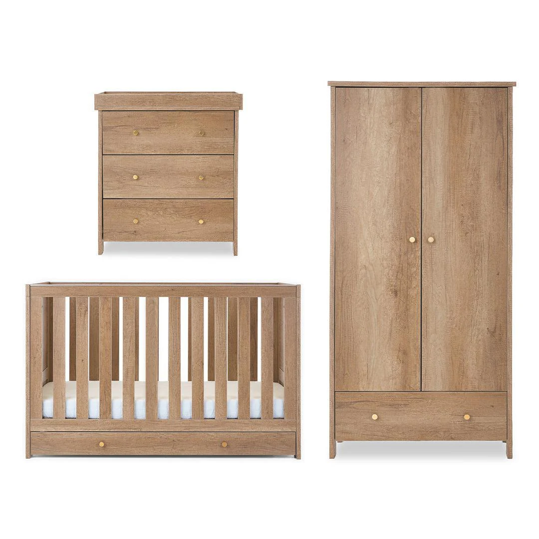Obaby Nika 3 Piece Room Set & Under Drawer - Oak
