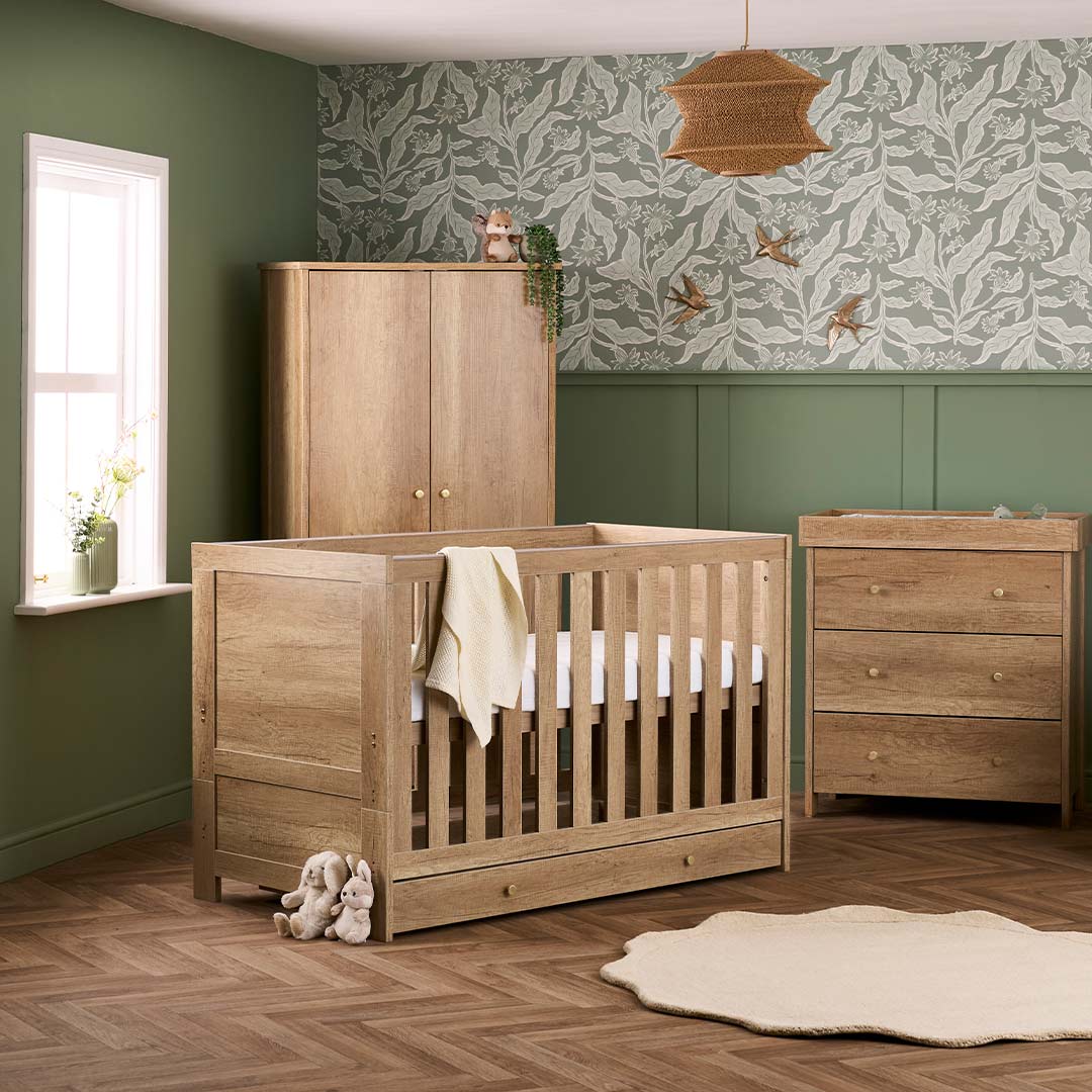 Obaby Nika 3 Piece Room Set & Under Drawer - Oak - Image 2